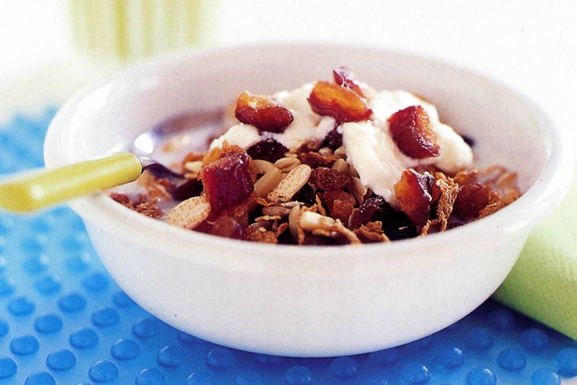 Paleo Greek Yogurt Parfiat w/Almonds, Pecans, Coconut & Dates...Fresh Fruit Cup.