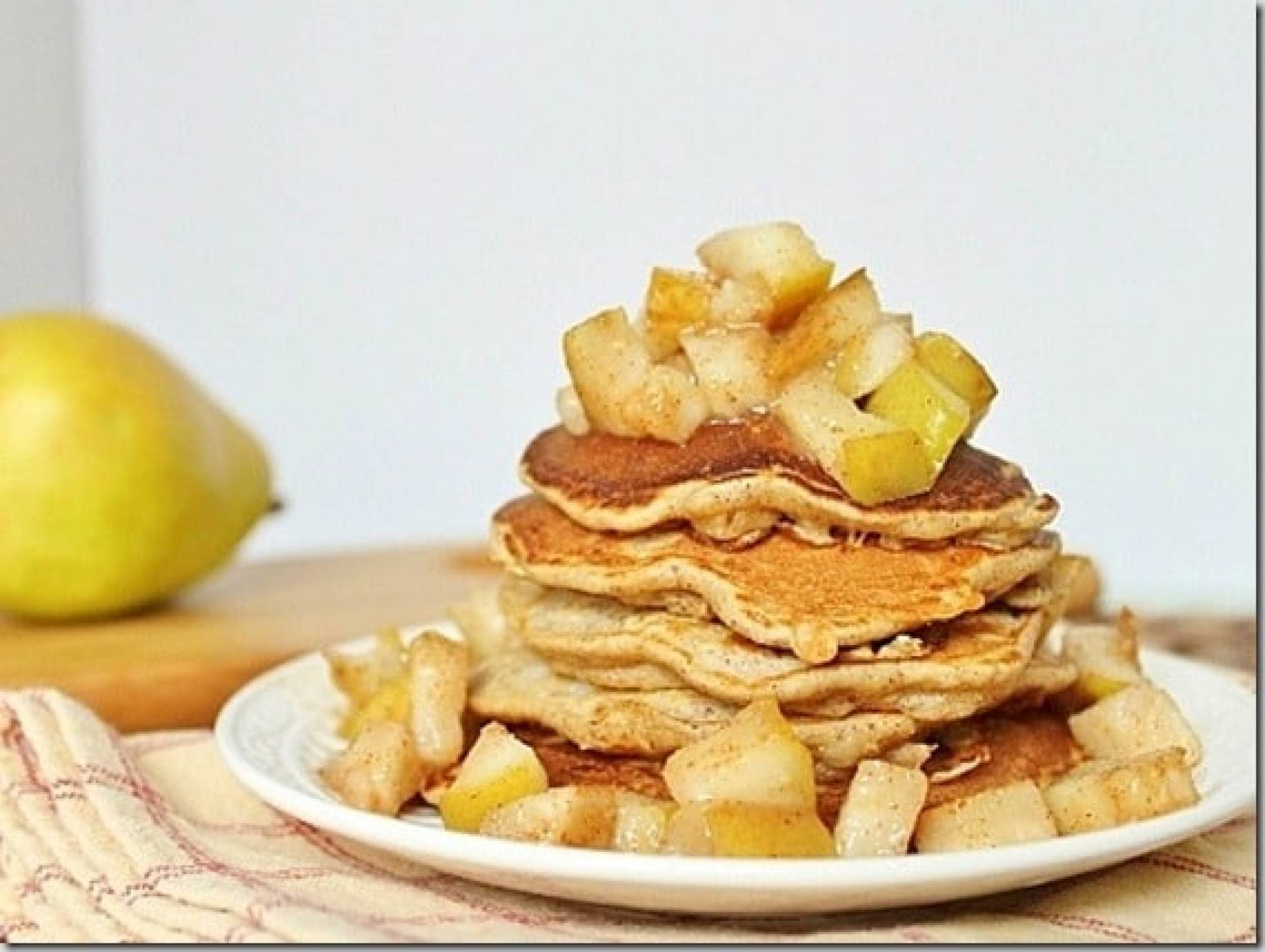 HEALTHY PORTION -Banana Spice Protein Pancakes w/Turkey Bacon & Maple Syrup...Fresh Fruit.